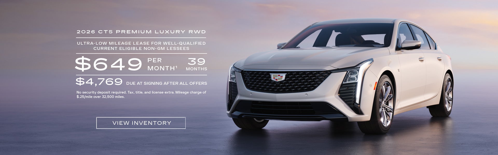 2026 CT5 RWD PREMIUM LUXURY. Ultra-low milege lease for well-qualified current owners/lessees of ...